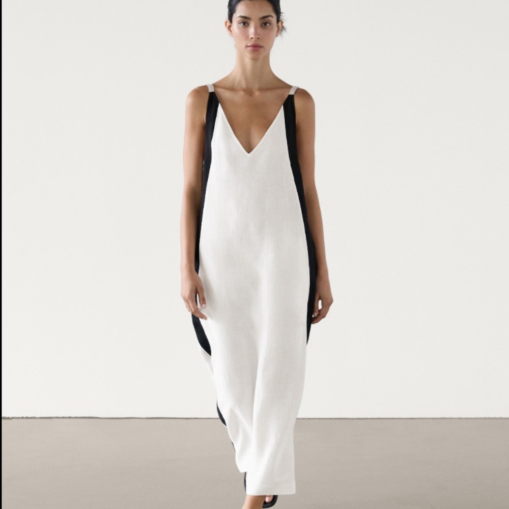 Massimo Dutti Black and White Midi Dress